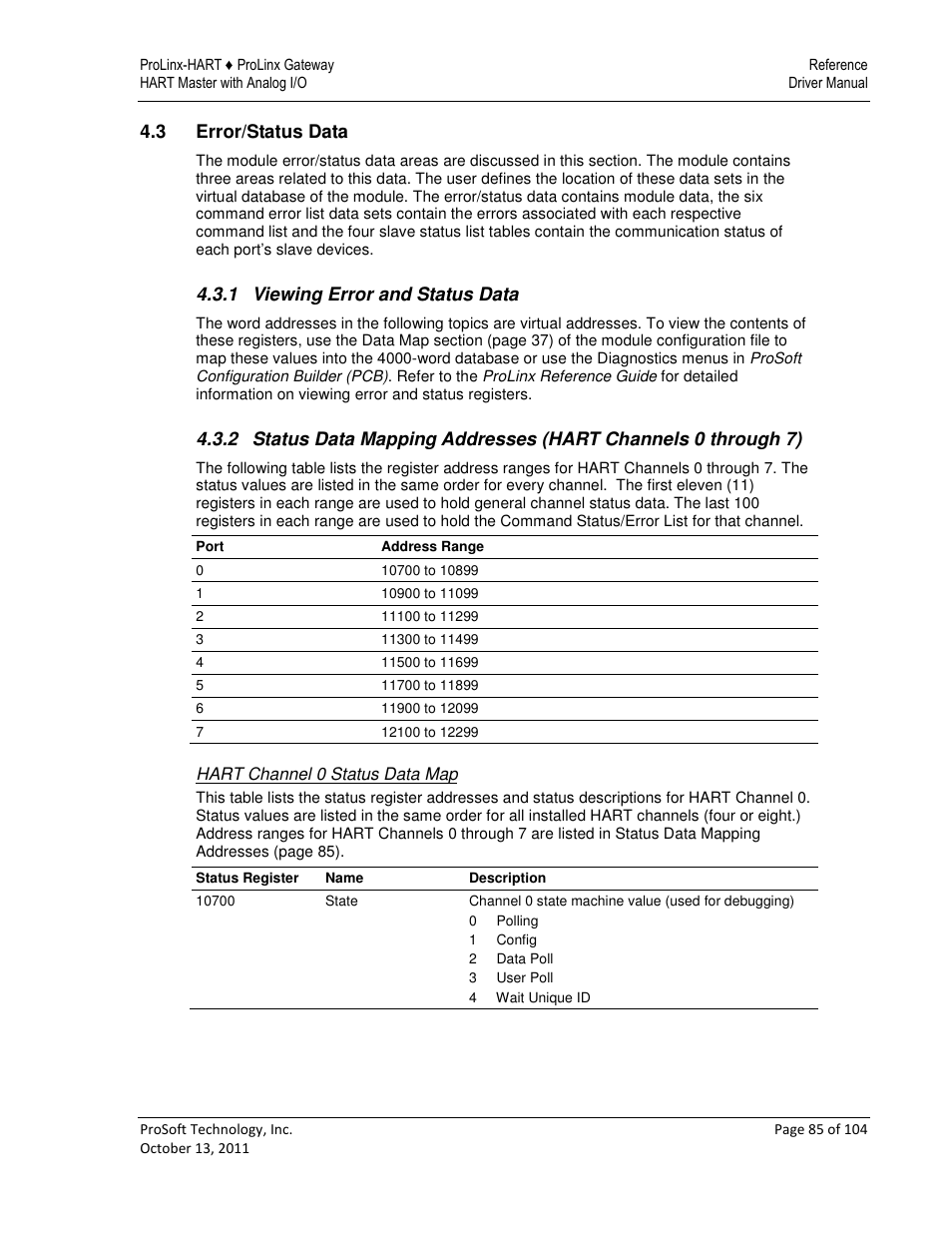 ProSoft Technology 5228-DFNT-HART User Manual | Page 85 / 104
