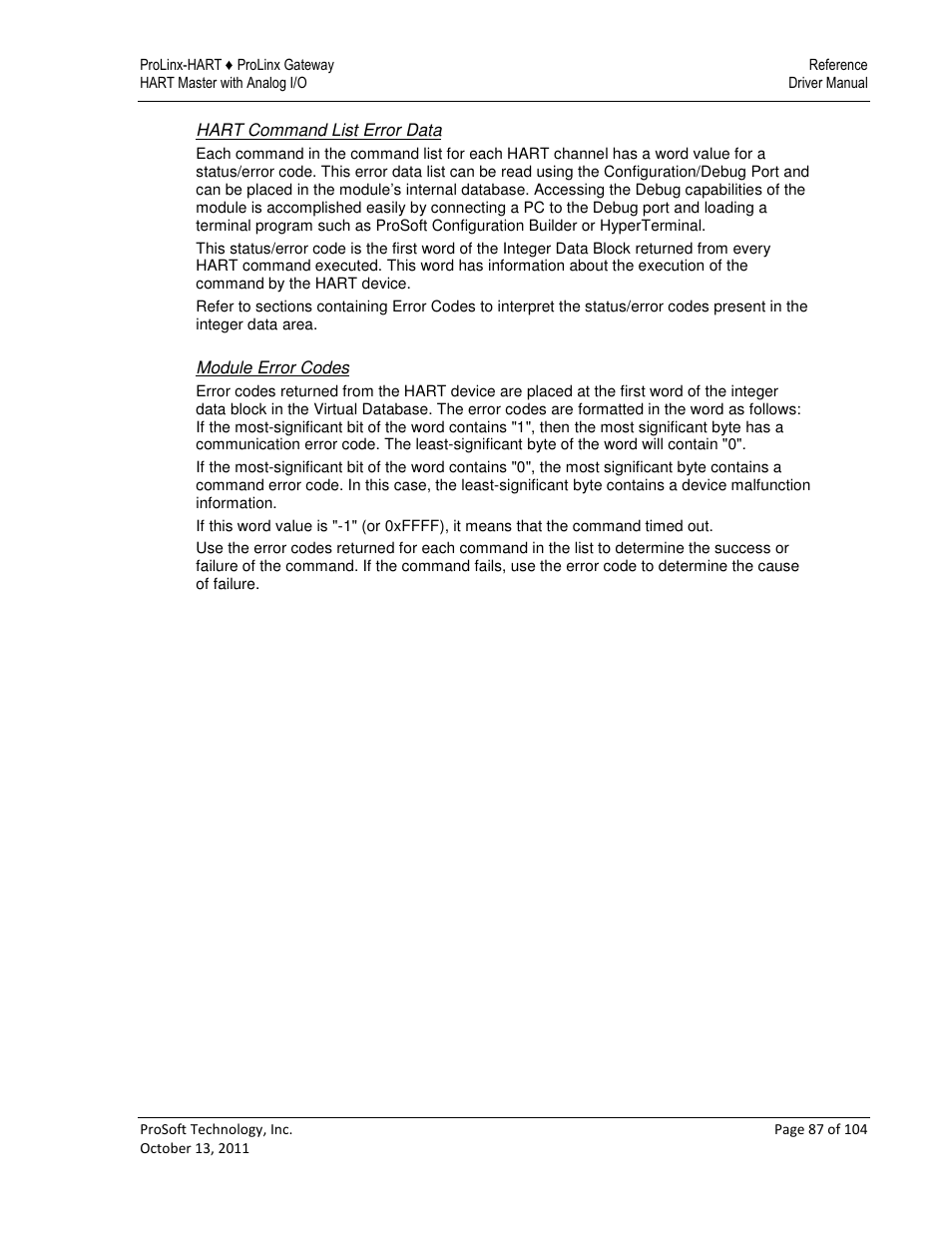 ProSoft Technology 5228-DFNT-HART User Manual | Page 87 / 104