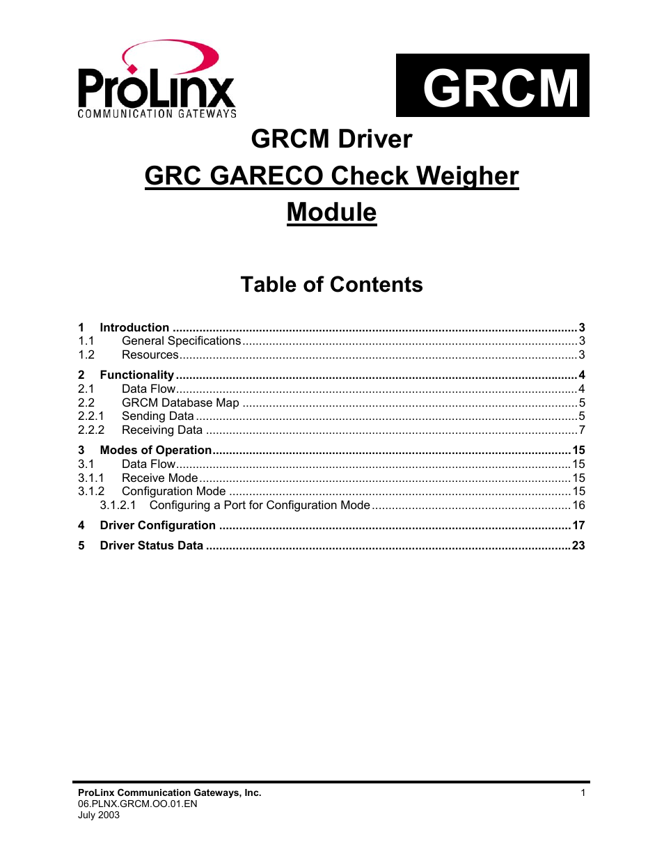 ProSoft Technology 5202-DFNT-GRCM4 User Manual | 24 pages