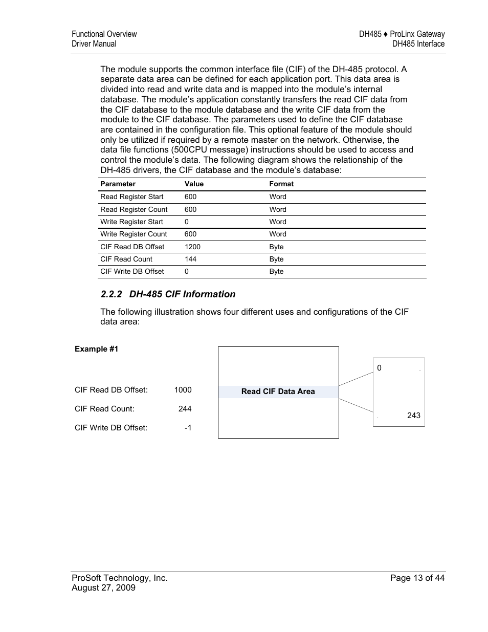 Dh-485 cif information | ProSoft Technology 5201-DFNT-DH485 User Manual | Page 13 / 44