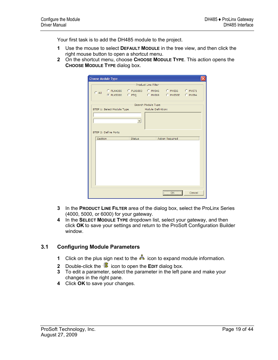 Configuring module parameters | ProSoft Technology 5201-DFNT-DH485 User Manual | Page 19 / 44