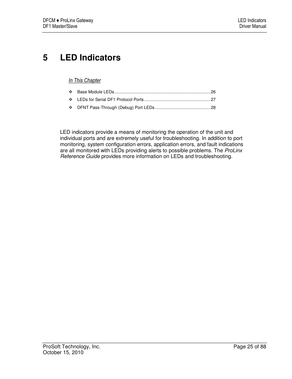 5led indicators | ProSoft Technology 5202-DFNT-DFCM4 User Manual | Page 25 / 88