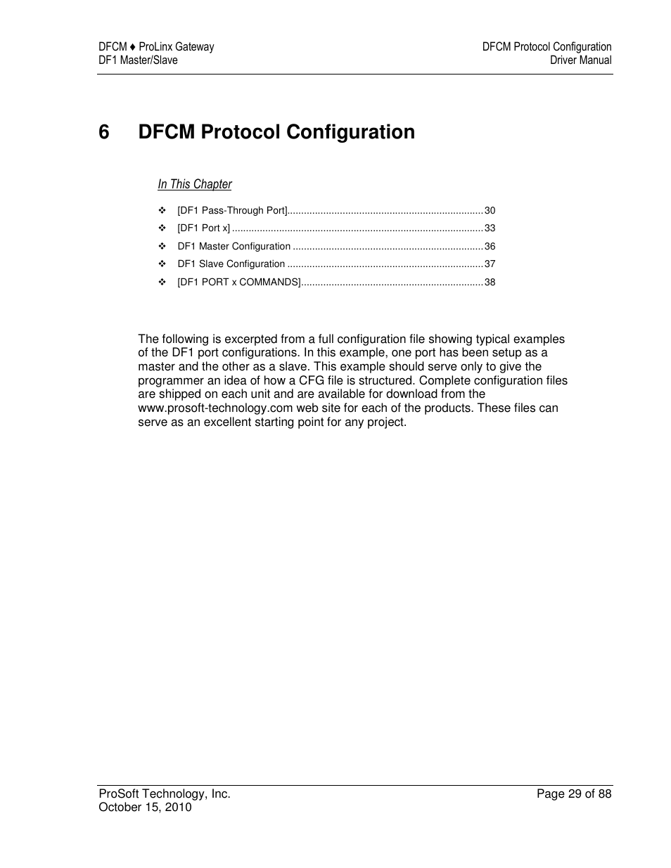 6dfcm protocol configuration | ProSoft Technology 5202-DFNT-DFCM4 User Manual | Page 29 / 88