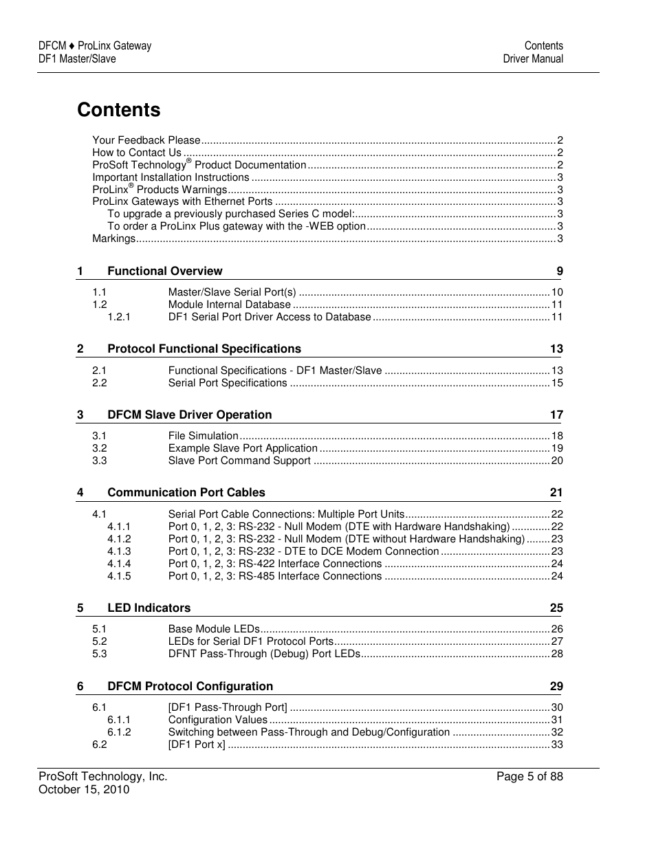 ProSoft Technology 5202-DFNT-DFCM4 User Manual | Page 5 / 88
