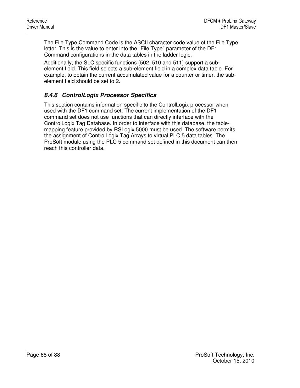 ProSoft Technology 5202-DFNT-DFCM4 User Manual | Page 68 / 88