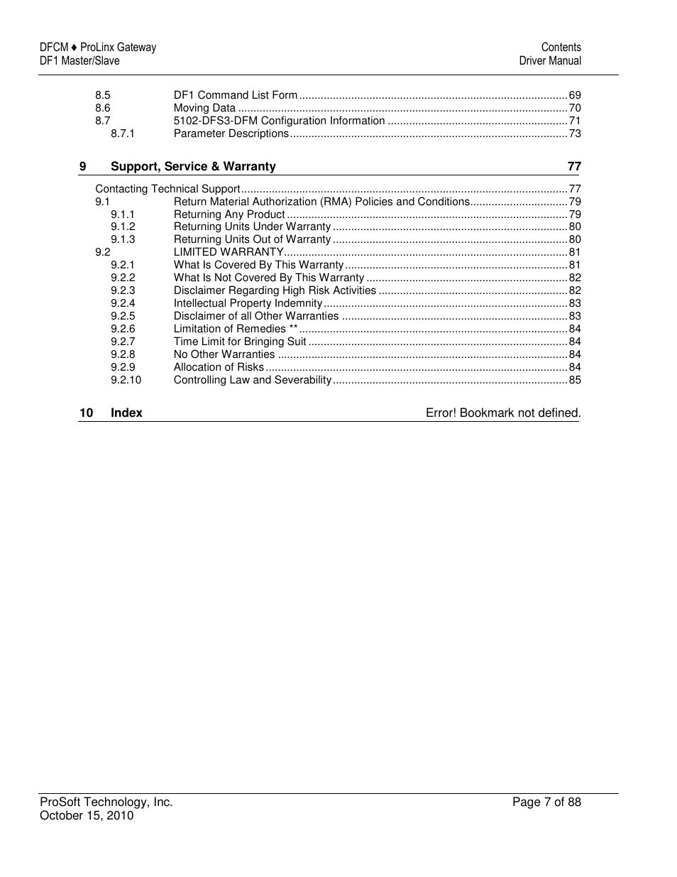 ProSoft Technology 5202-DFNT-DFCM4 User Manual | Page 7 / 88