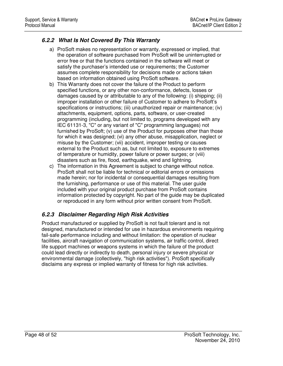 ProSoft Technology 5201-DFNT-BACNET User Manual | Page 48 / 52