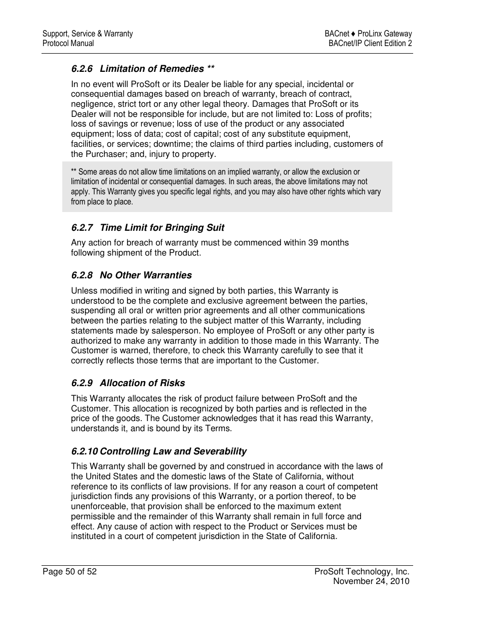 ProSoft Technology 5201-DFNT-BACNET User Manual | Page 50 / 52