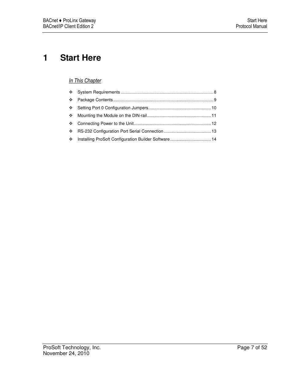 1start here | ProSoft Technology 5201-DFNT-BACNET User Manual | Page 7 / 52