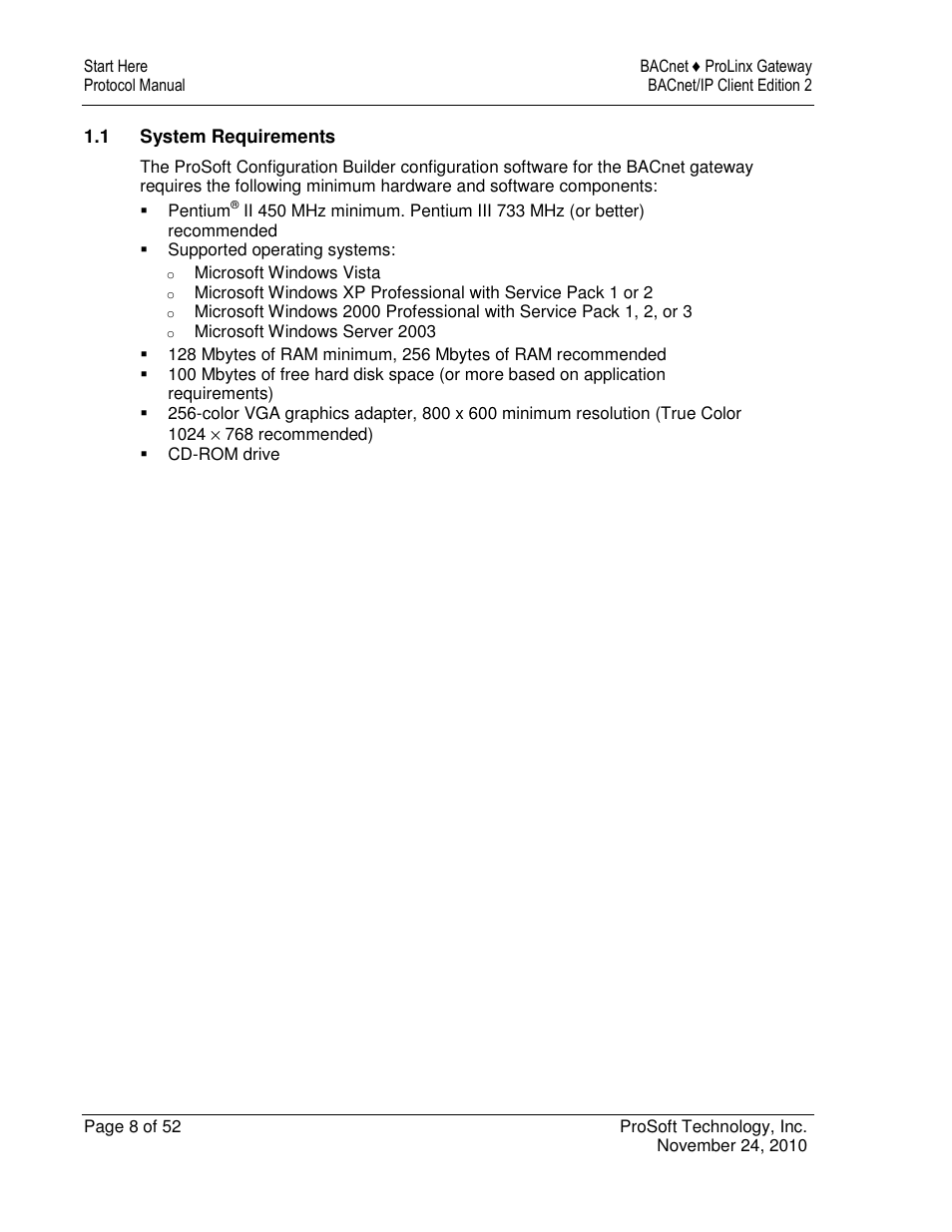 ProSoft Technology 5201-DFNT-BACNET User Manual | Page 8 / 52
