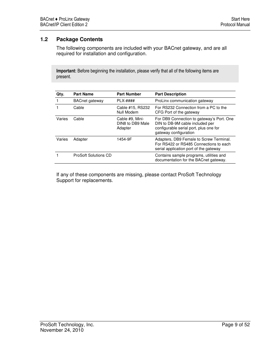 ProSoft Technology 5201-DFNT-BACNET User Manual | Page 9 / 52
