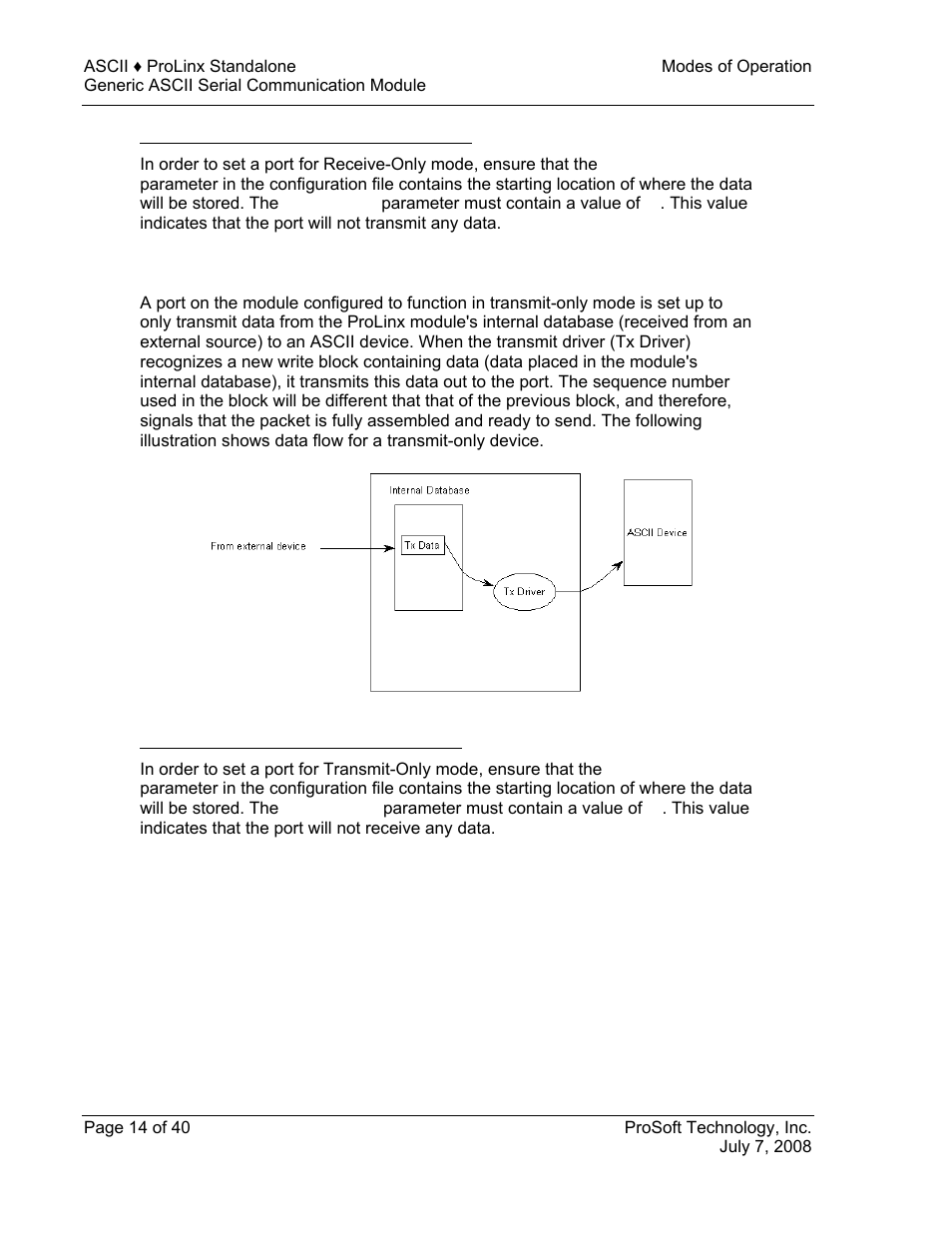 Configuring the port for receive-only mode, Transmit-only mode, Configuring a port for transmit-only mode | ProSoft Technology 5201-DFNT-ASCII User Manual | Page 14 / 40