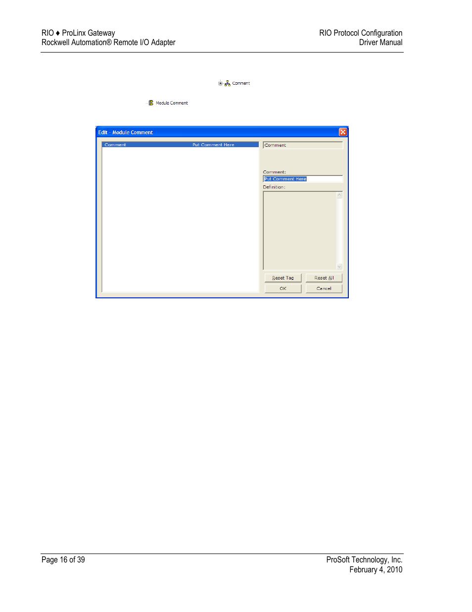 To create optional comment entries, Printing a configuration file | ProSoft Technology 5210-DFNT-RIO User Manual | Page 16 / 39