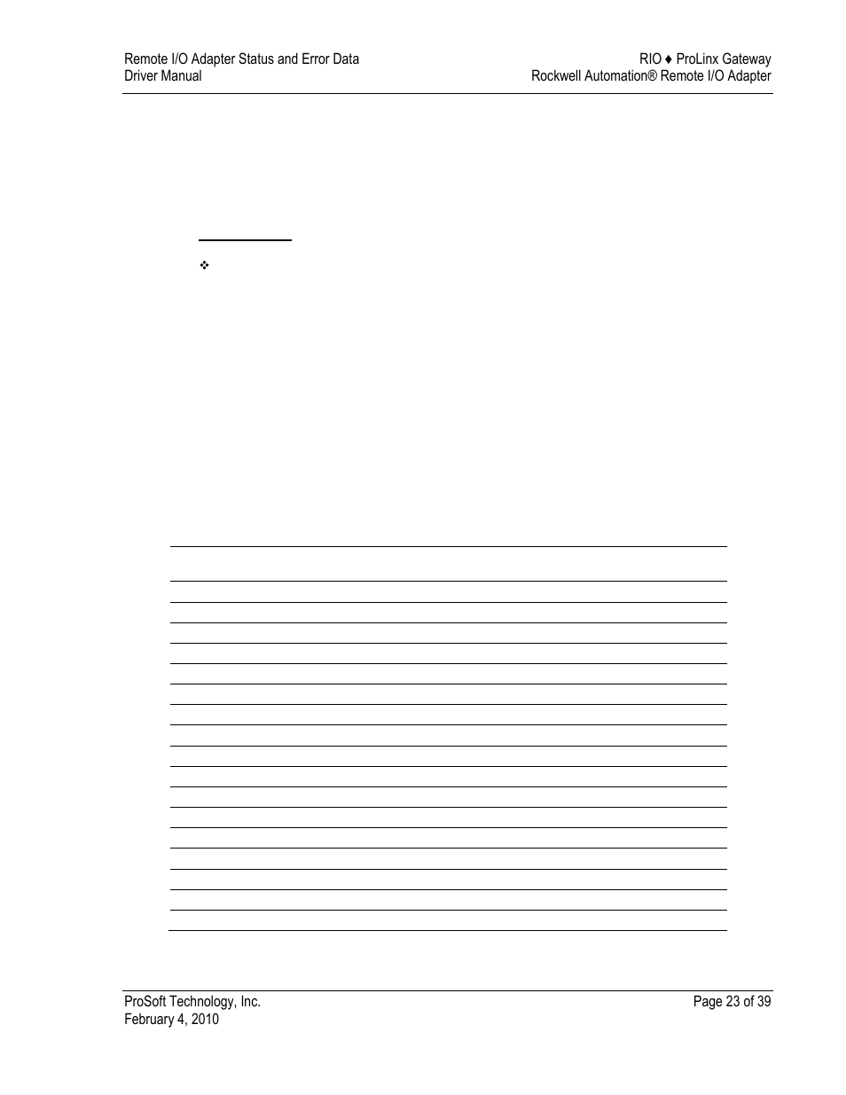 Remote i/o adapter status and error data, 5remote i/o adapter status and error data | ProSoft Technology 5210-DFNT-RIO User Manual | Page 23 / 39