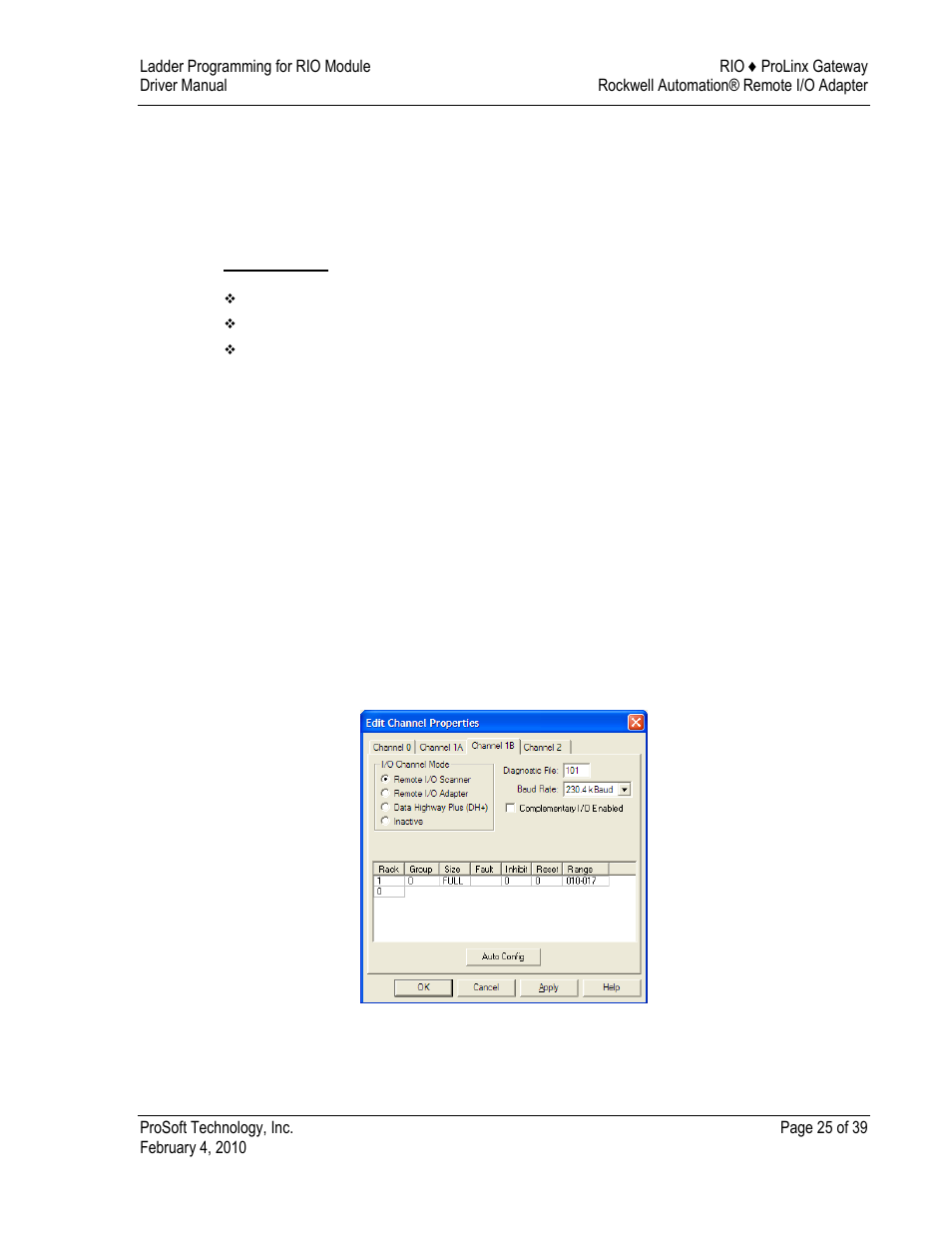 Ladder programming for rio module, Initial setup, 6ladder programming for rio module | ProSoft Technology 5210-DFNT-RIO User Manual | Page 25 / 39