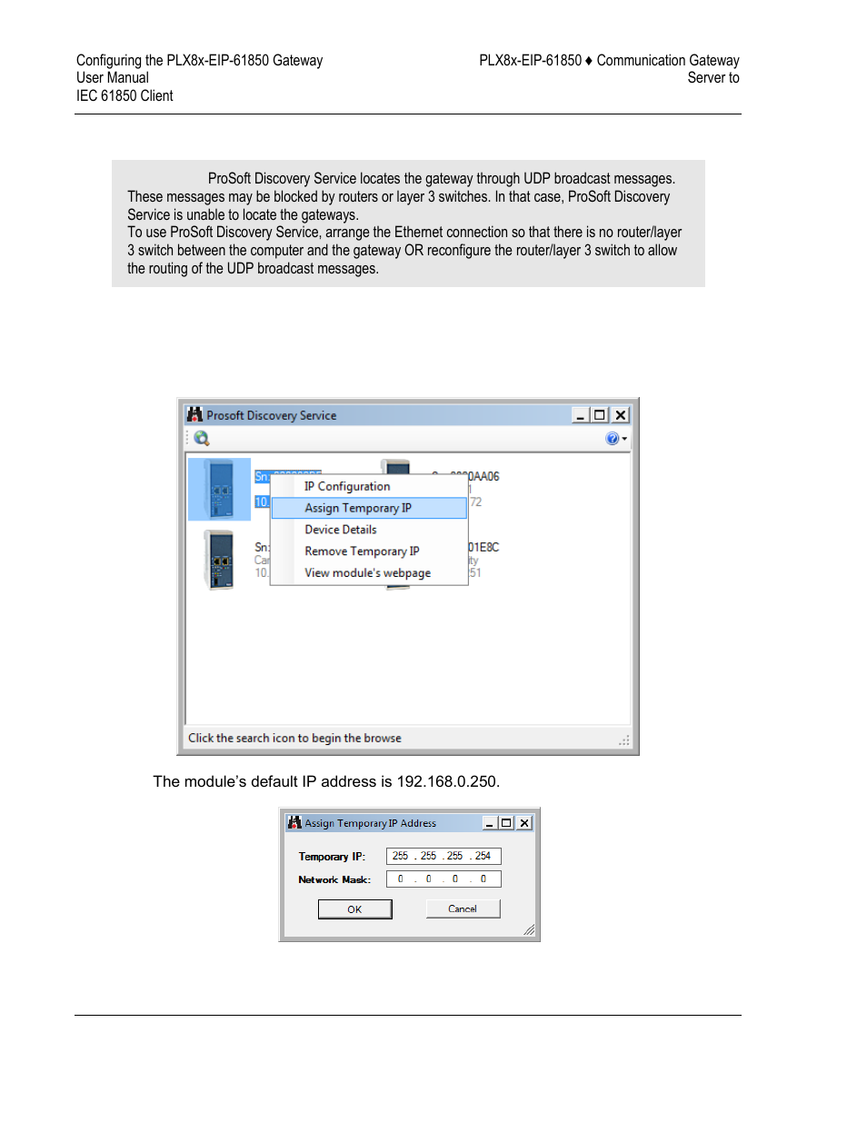 Setting a temporary ip address in the gateway, Ns 2.2, O setting a temporary ip address in the gateway | ProSoft Technology PLX81-EIP-61850 User Manual | Page 16 / 167