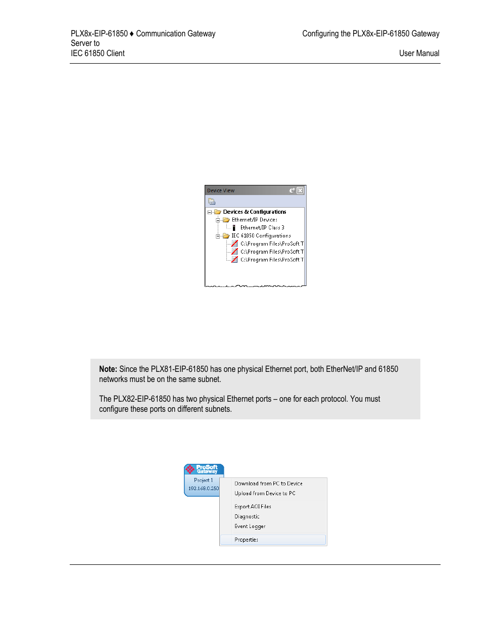 Importing a project into the configuration manager, Configuring the gateway ethernet/ip adapter, O configuring the gateway ethernet/ip adapter | ProSoft Technology PLX81-EIP-61850 User Manual | Page 19 / 167