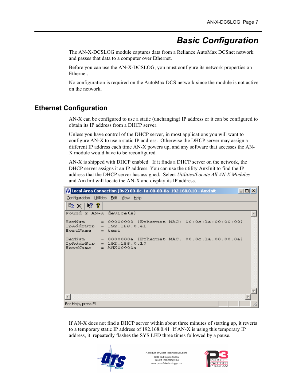 Basic configuration, Ethernet configuration | ProSoft Technology AN-X-AMX User Manual | Page 11 / 44