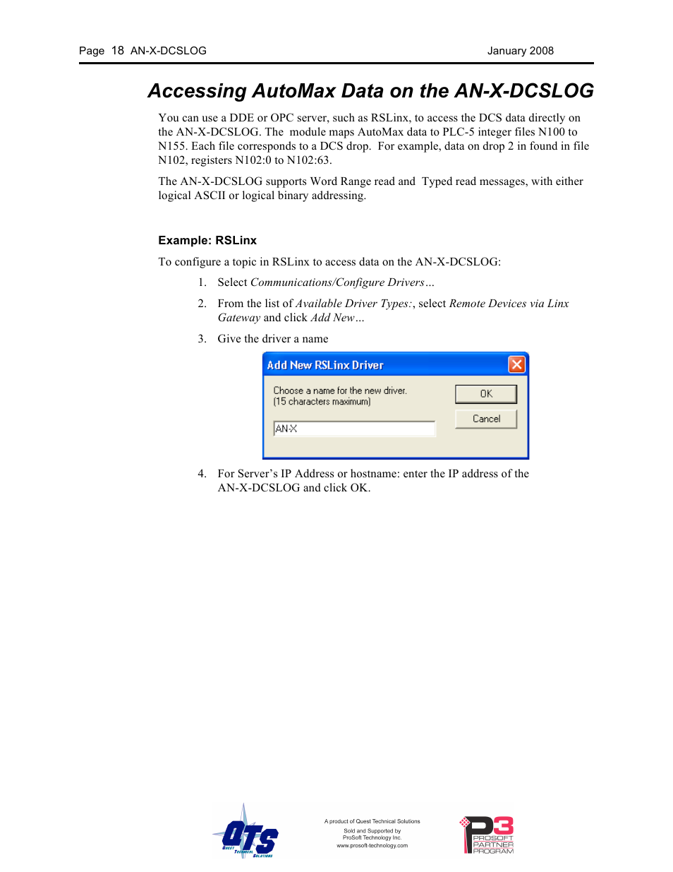 Accessing automax data on the an-x-dcslog | ProSoft Technology AN-X-AMX User Manual | Page 22 / 44