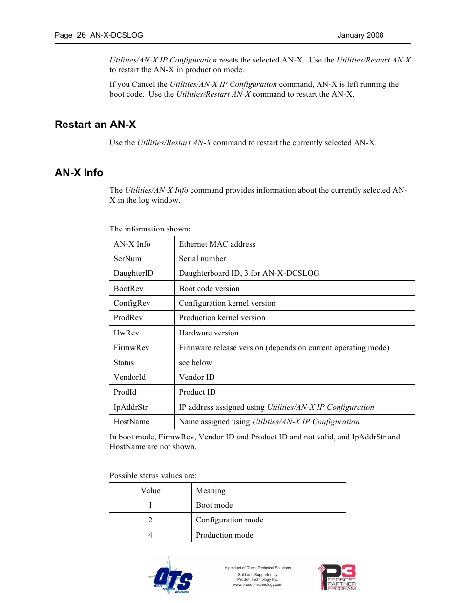 Restart an an-x, An-x info | ProSoft Technology AN-X-AMX User Manual | Page 30 / 44