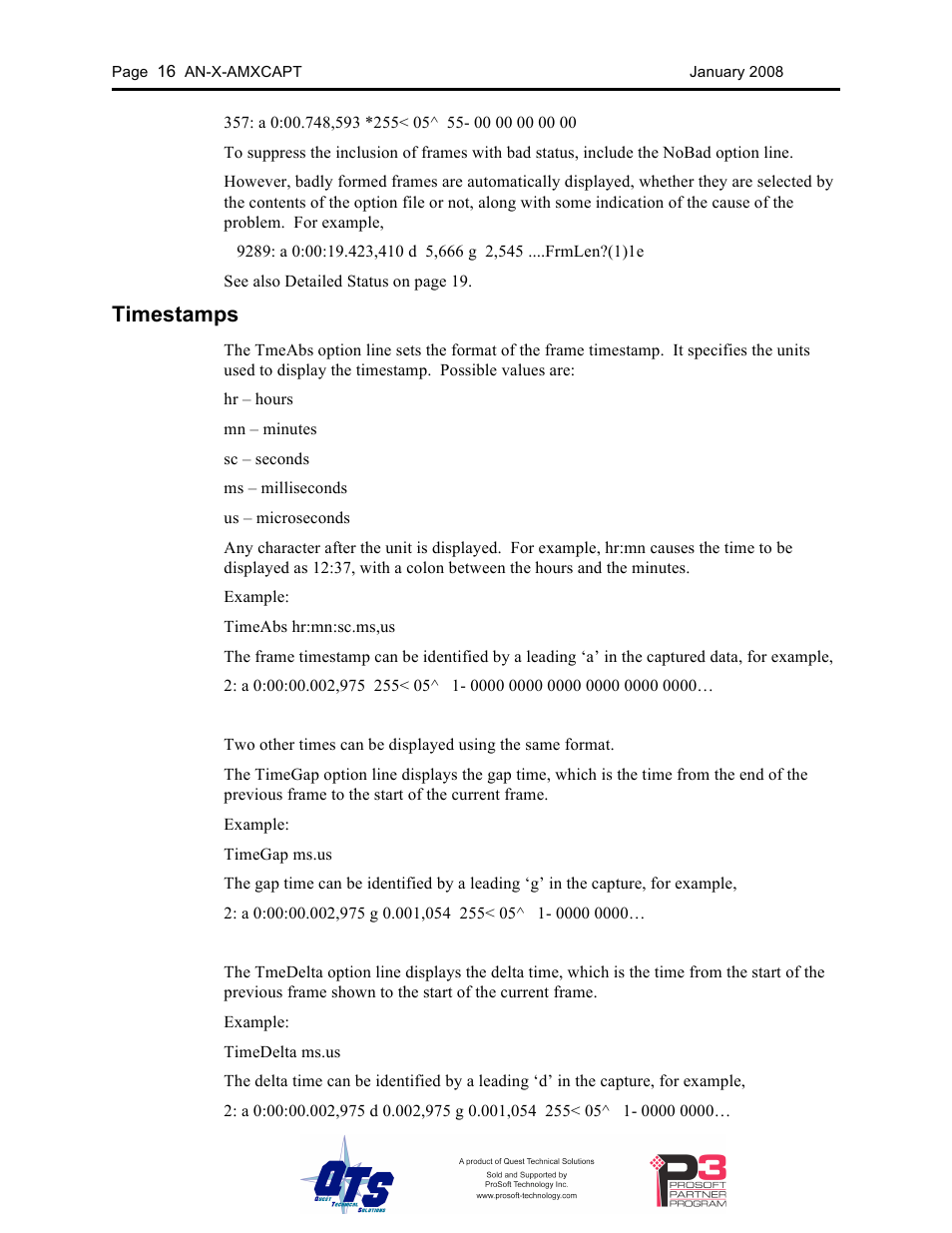 Timestamps | ProSoft Technology AN-X-AMX User Manual | Page 20 / 50