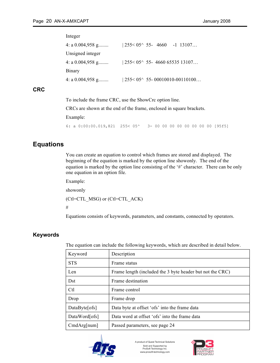 Equations | ProSoft Technology AN-X-AMX User Manual | Page 24 / 50