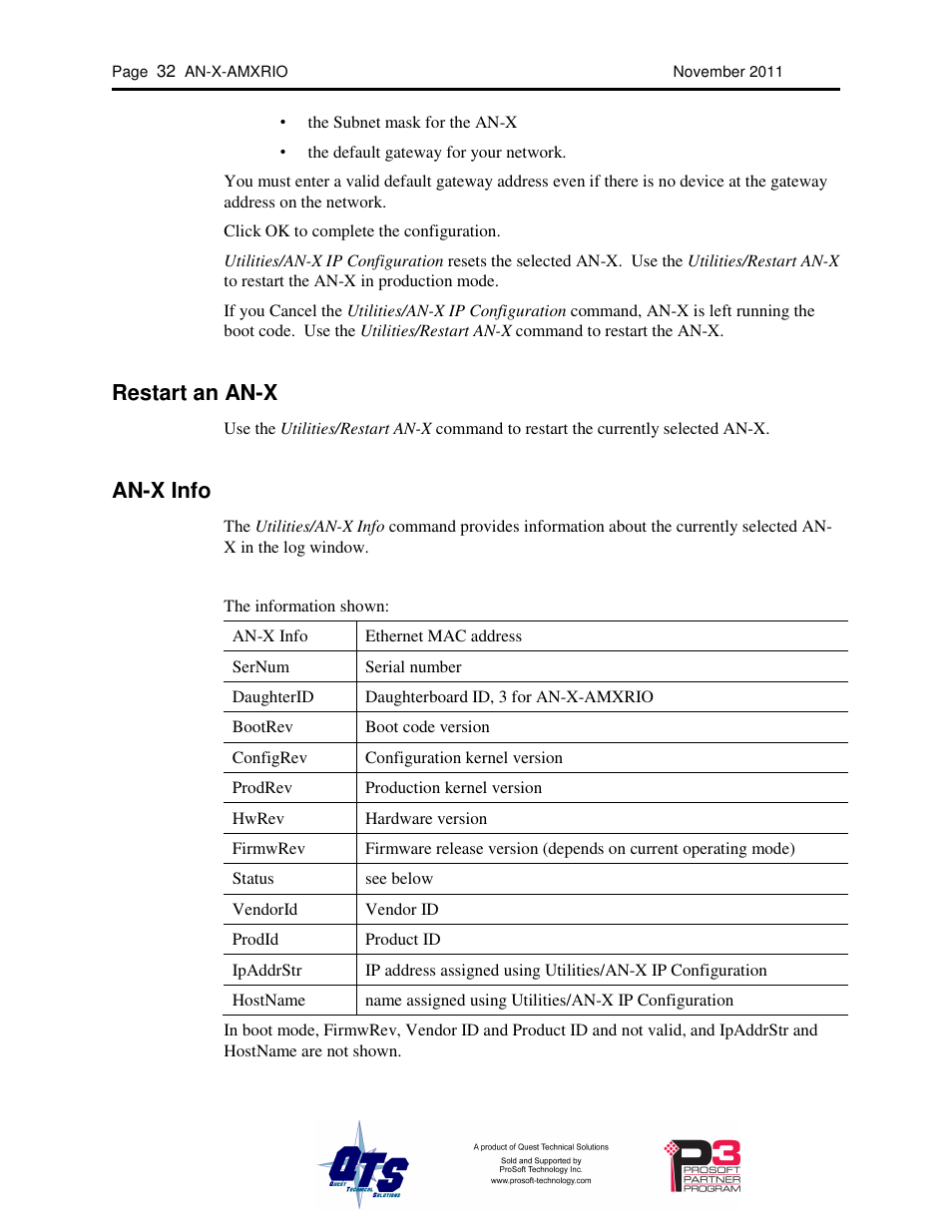 Restart an an-x, An-x info | ProSoft Technology AN-X-AMX User Manual | Page 36 / 55