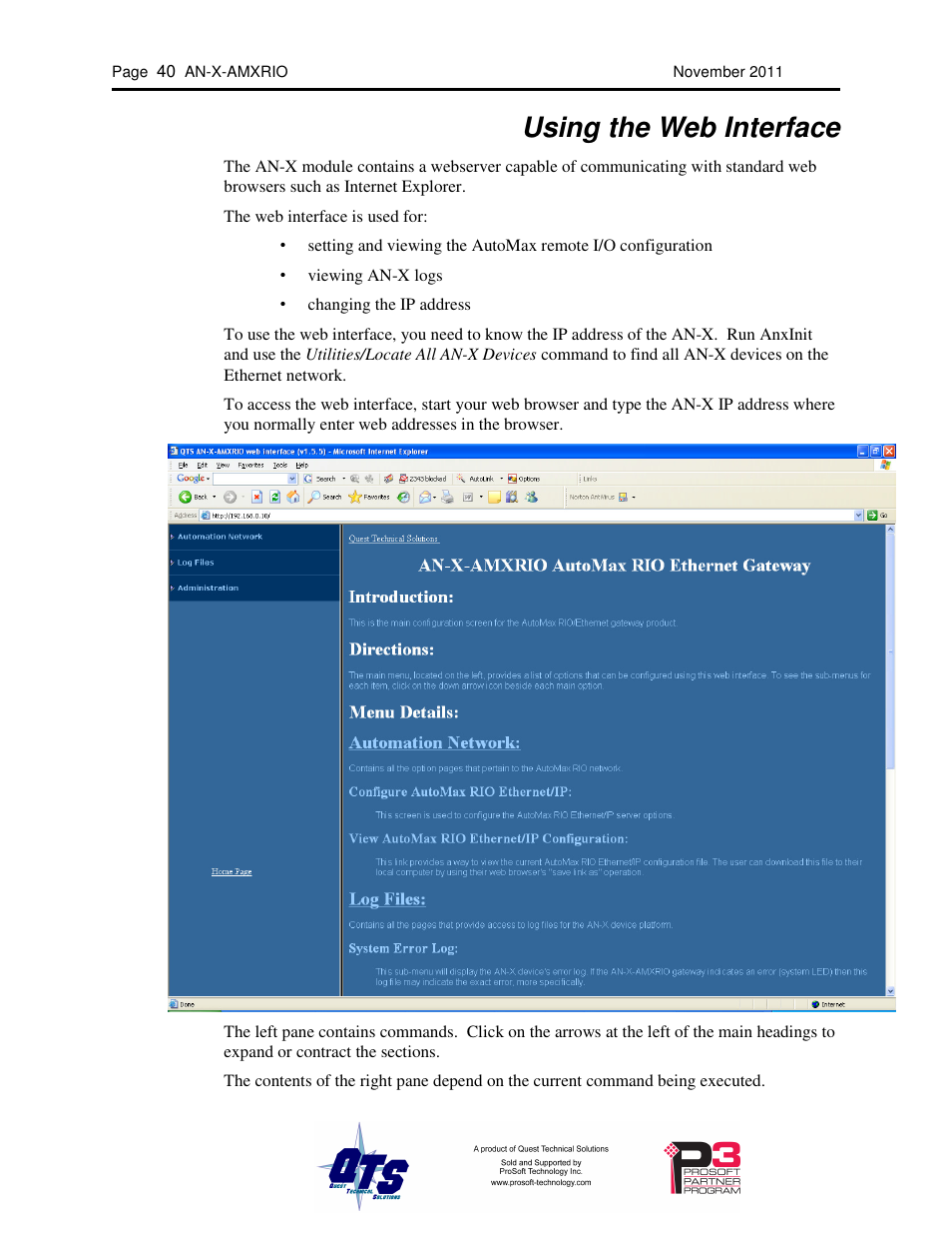 Using the web interface | ProSoft Technology AN-X-AMX User Manual | Page 44 / 55