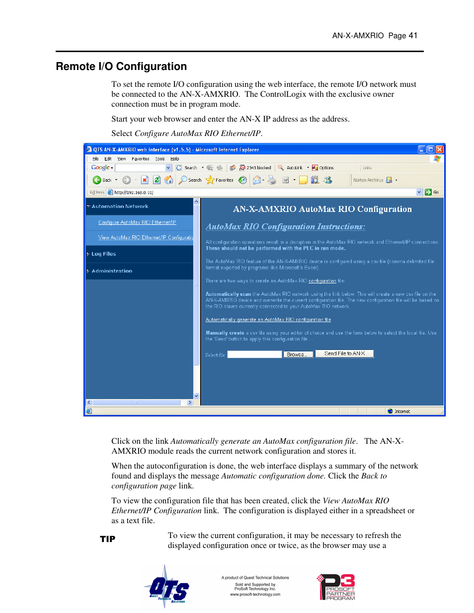 Remote i/o configuration | ProSoft Technology AN-X-AMX User Manual | Page 45 / 55