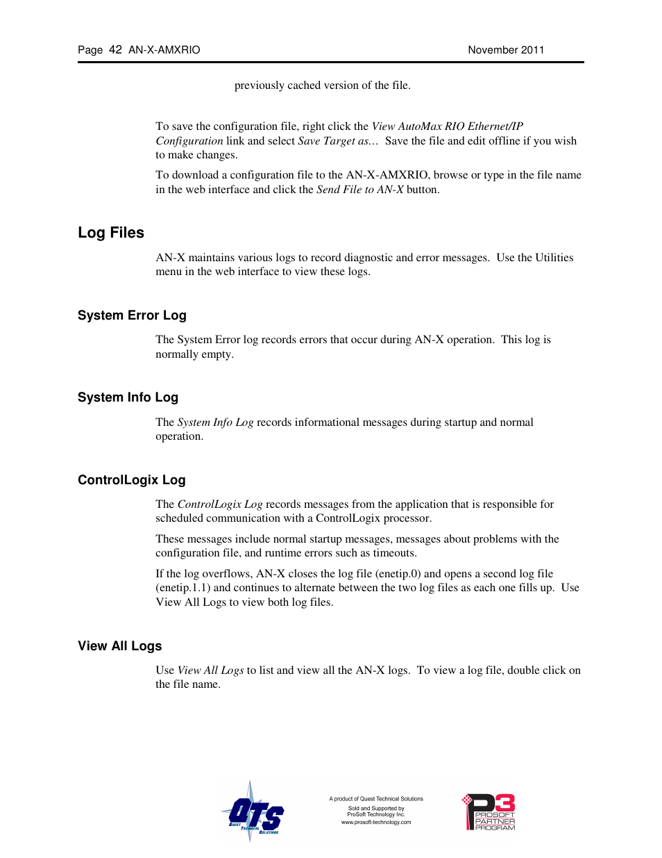 Log files | ProSoft Technology AN-X-AMX User Manual | Page 46 / 55