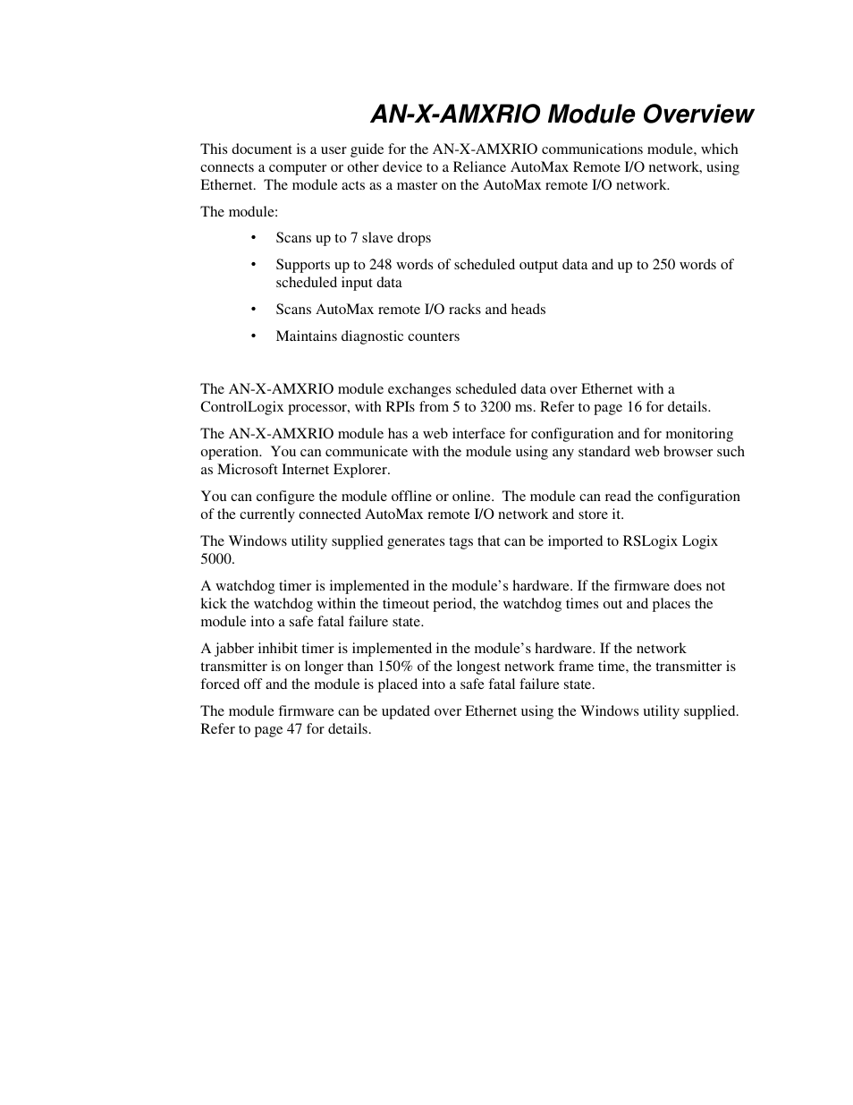 An-x-amxrio module overview | ProSoft Technology AN-X-AMX User Manual | Page 6 / 55
