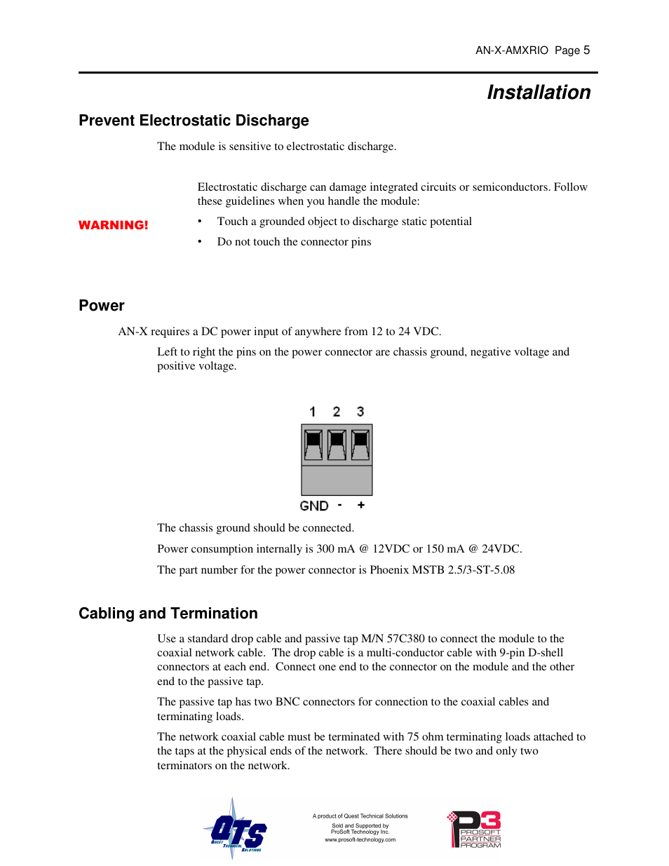 Installation | ProSoft Technology AN-X-AMX User Manual | Page 9 / 55