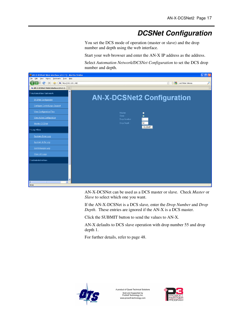 Dcsnet configuration | ProSoft Technology AN-X-AMX User Manual | Page 21 / 68