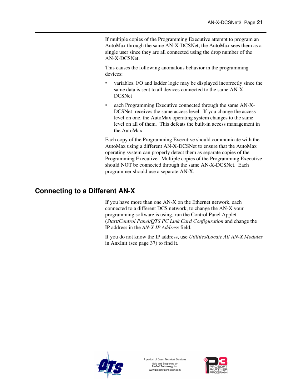 Connecting to a different an-x | ProSoft Technology AN-X-AMX User Manual | Page 25 / 68