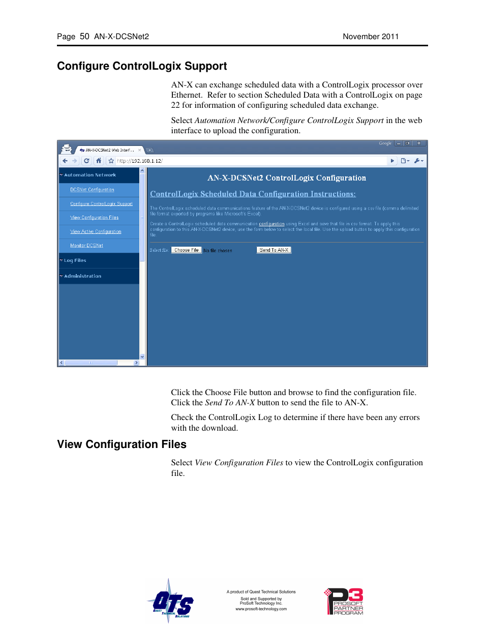 Configure controllogix support, View configuration files | ProSoft Technology AN-X-AMX User Manual | Page 54 / 68