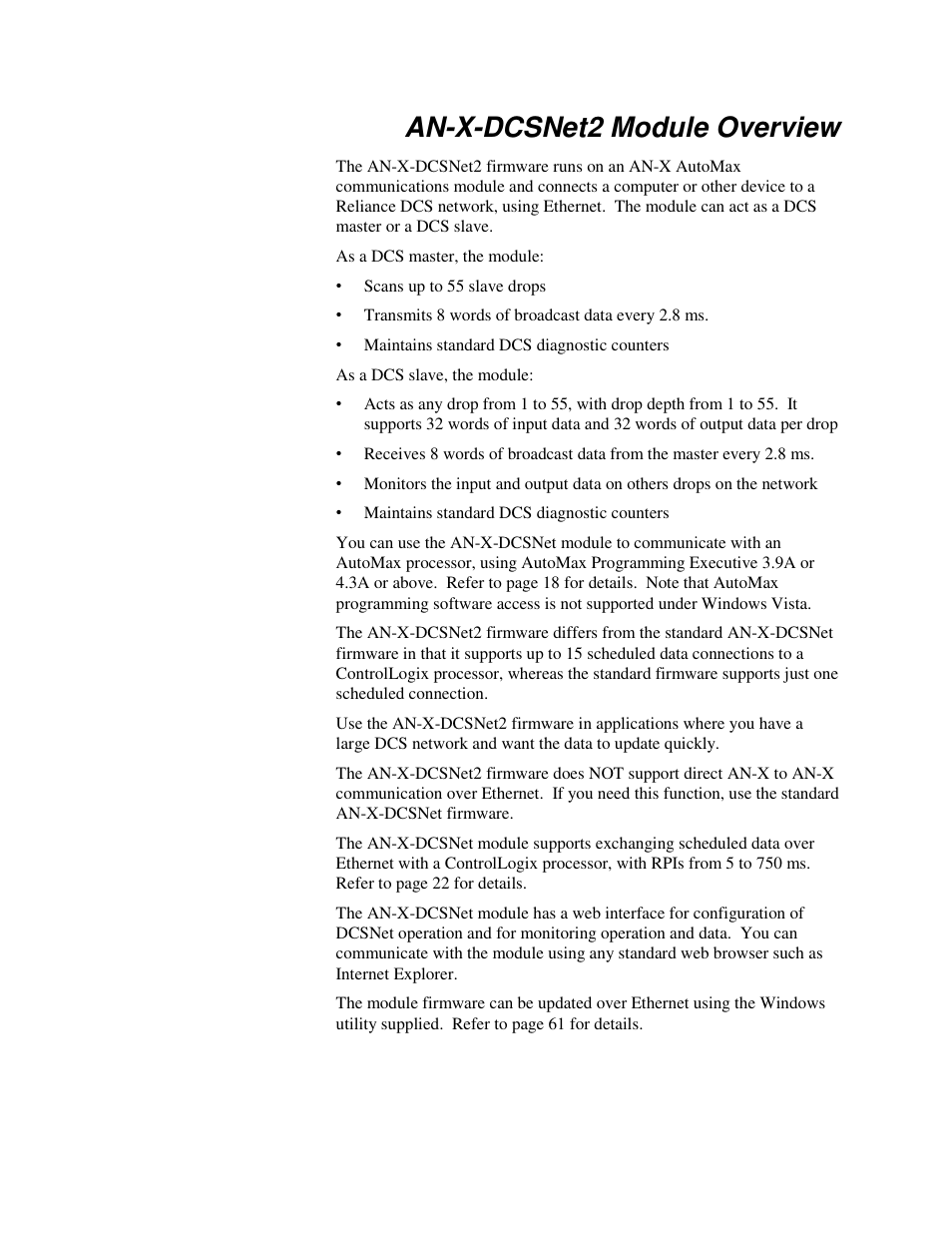 An-x-dcsnet2 module overview | ProSoft Technology AN-X-AMX User Manual | Page 6 / 68