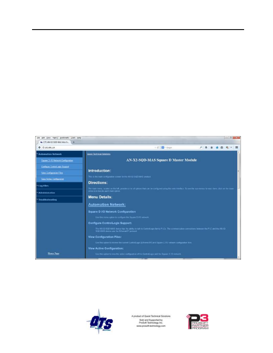 Using the web interface | ProSoft Technology AN-X2-SQD User Manual | Page 35 / 51