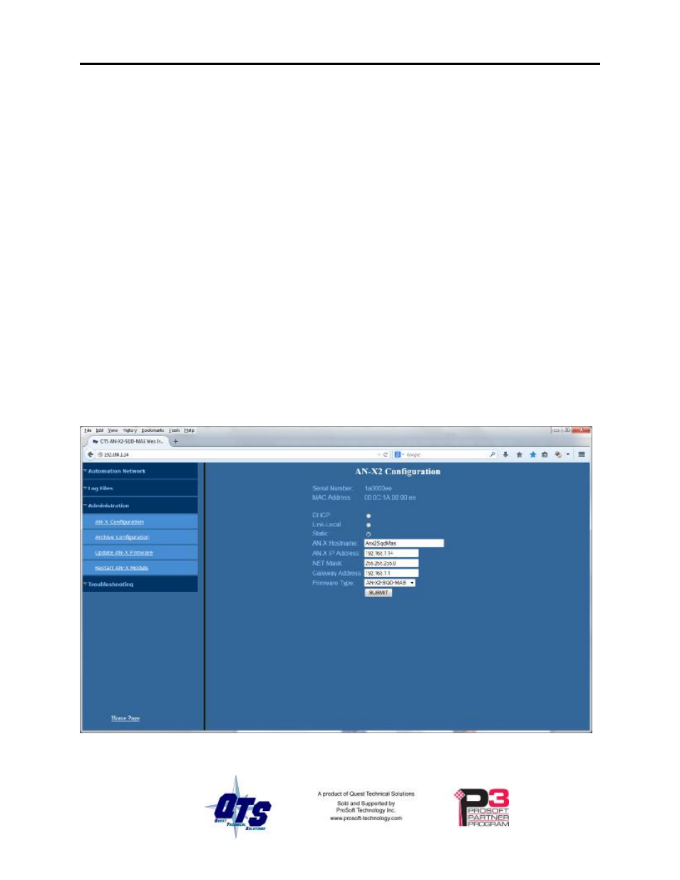 Log files, Administration menu | ProSoft Technology AN-X2-SQD User Manual | Page 40 / 51