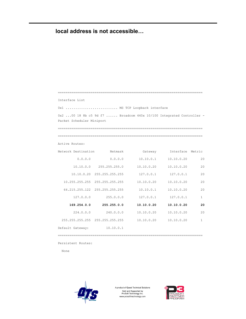 If the link- local address is not accessible | ProSoft Technology AN-X2-GENI User Manual | Page 20 / 64