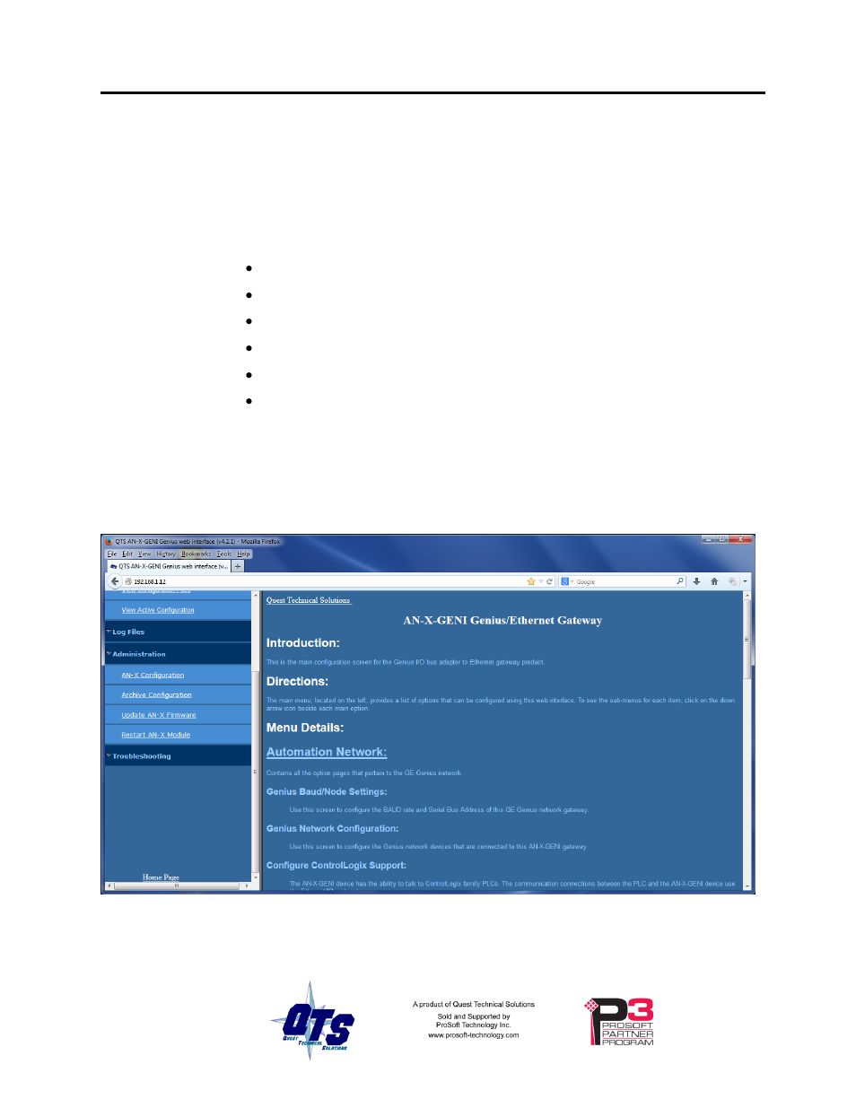 Using the web interface | ProSoft Technology AN-X2-GENI User Manual | Page 45 / 64