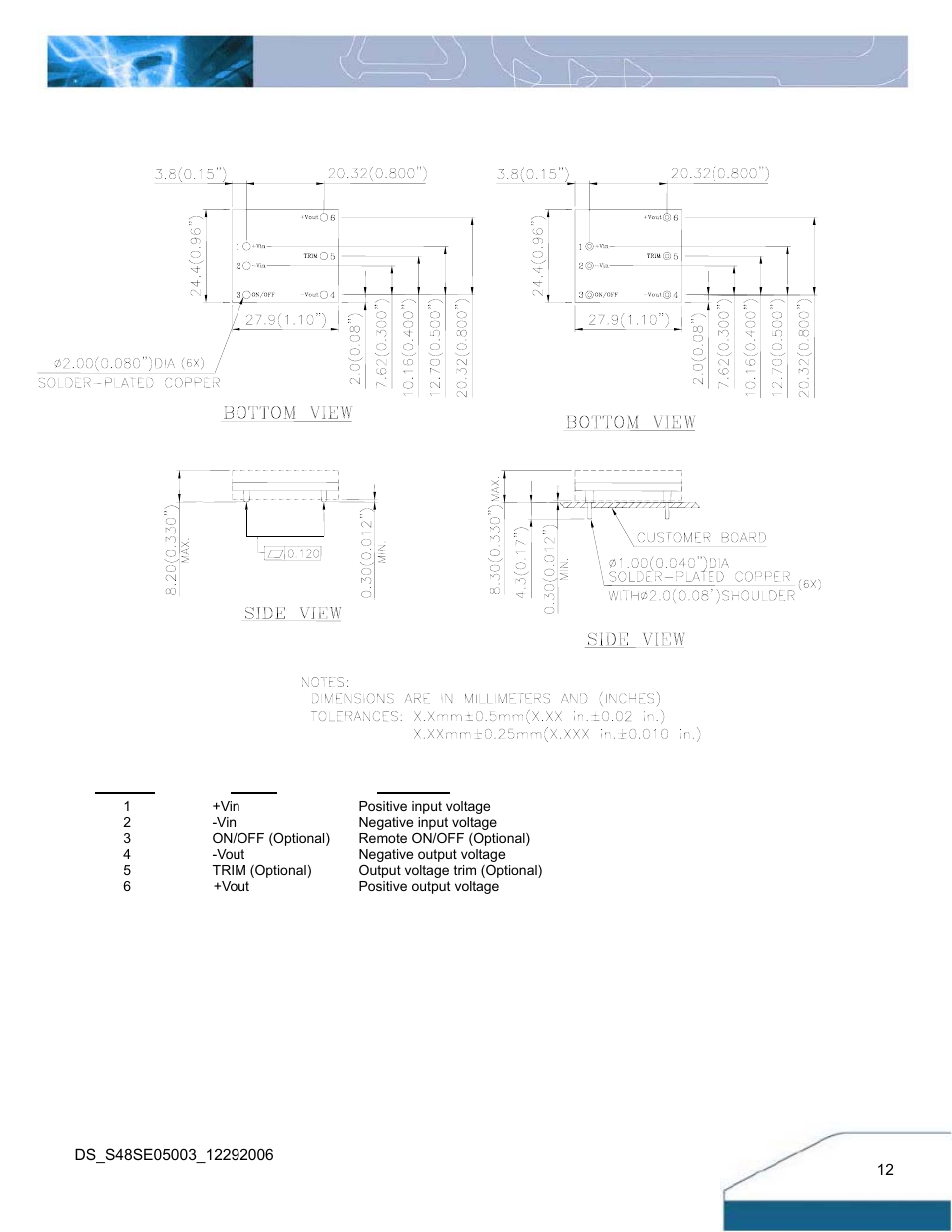Mechanical drawing | Delta Electronics S48SE User Manual | Page 12 / 13