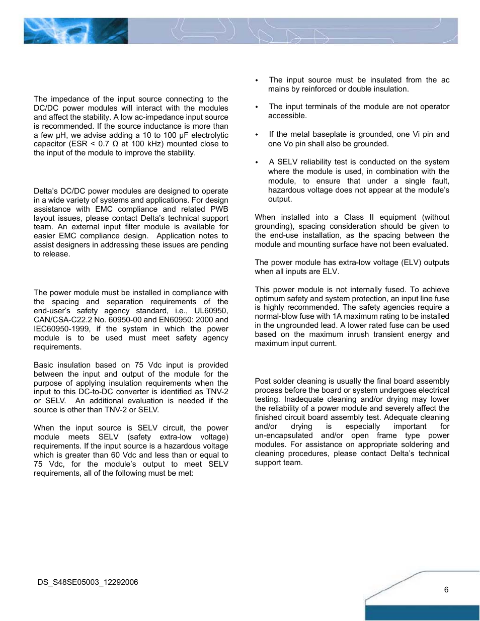 Design considerations | Delta Electronics S48SE User Manual | Page 6 / 13