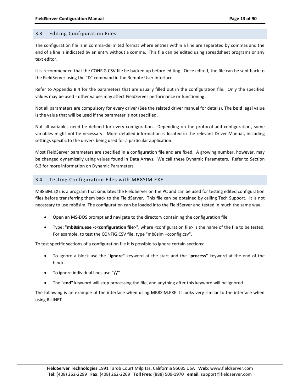Editing configuration files, Testing configuration files with mb8sim.exe | ProSoft Technology PS-QS-1x10-0781 User Manual | Page 13 / 90