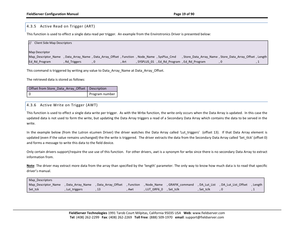 Active read on trigger (art), Active write on trigger (awt) | ProSoft Technology PS-QS-1x10-0781 User Manual | Page 19 / 90