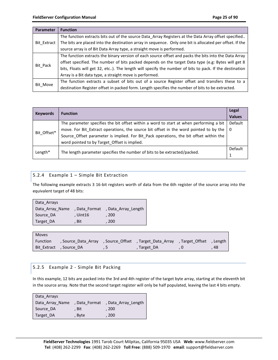 Example 1 – simple bit extraction, Example 2 - simple bit packing | ProSoft Technology PS-QS-1x10-0781 User Manual | Page 25 / 90