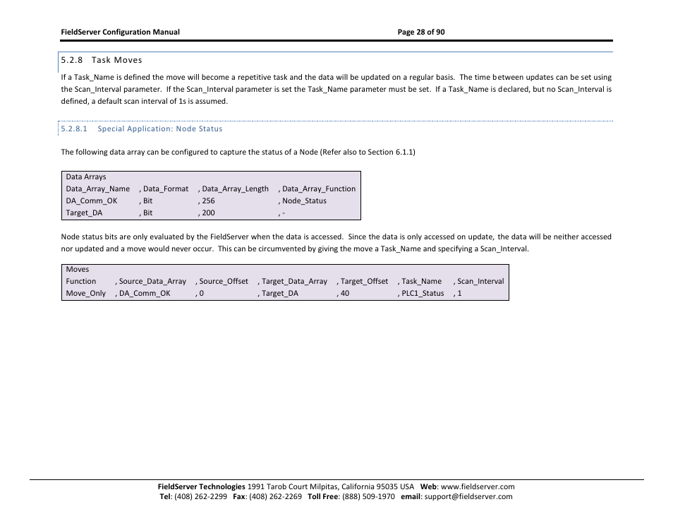 Task moves, Special application: node status | ProSoft Technology PS-QS-1x10-0781 User Manual | Page 28 / 90