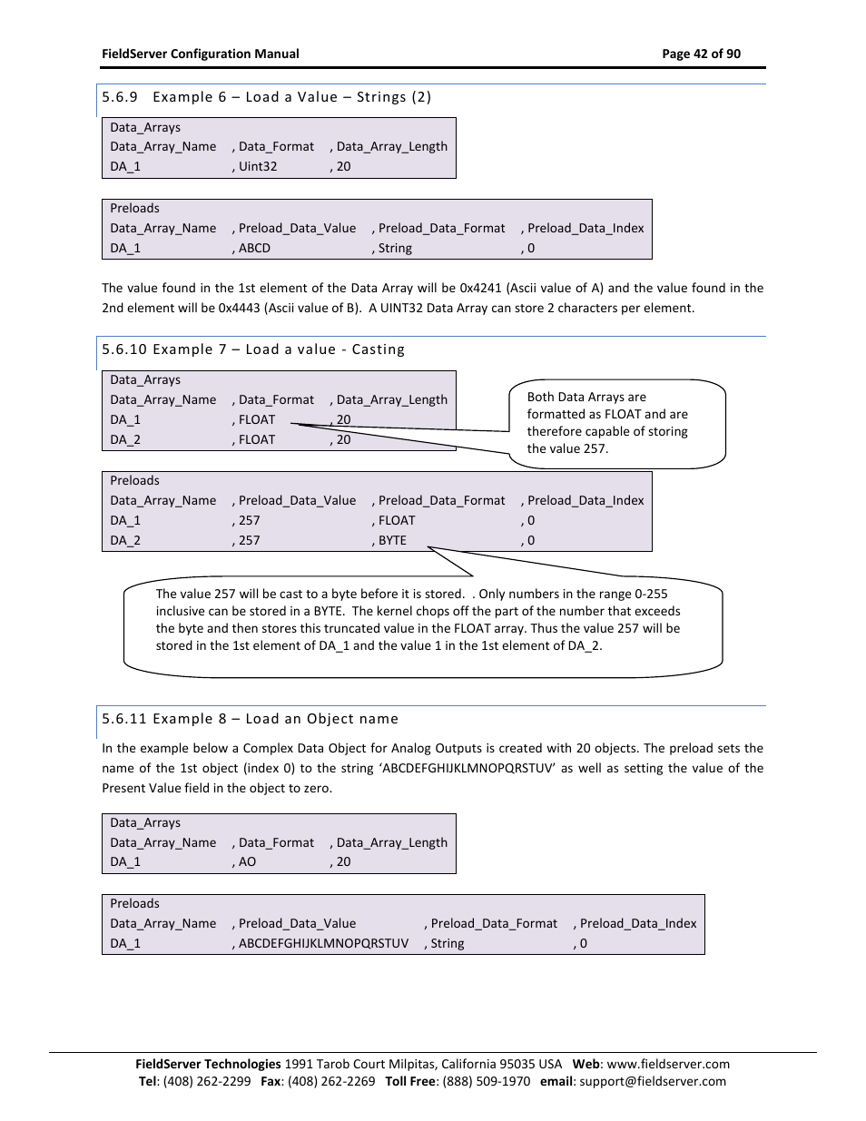 Example 6 – load a value – strings (2), Example 7 – load a value - casting, Example 8 – load an object name | ProSoft Technology PS-QS-1x10-0781 User Manual | Page 42 / 90