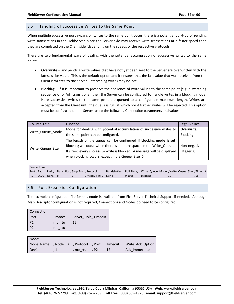 Handling of successive writes to the same point, Port expansion configuration | ProSoft Technology PS-QS-1x10-0781 User Manual | Page 54 / 90