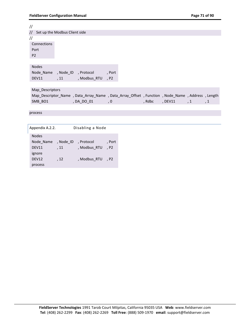 Appendix a.2.2, Disabling a node | ProSoft Technology PS-QS-1x10-0781 User Manual | Page 71 / 90