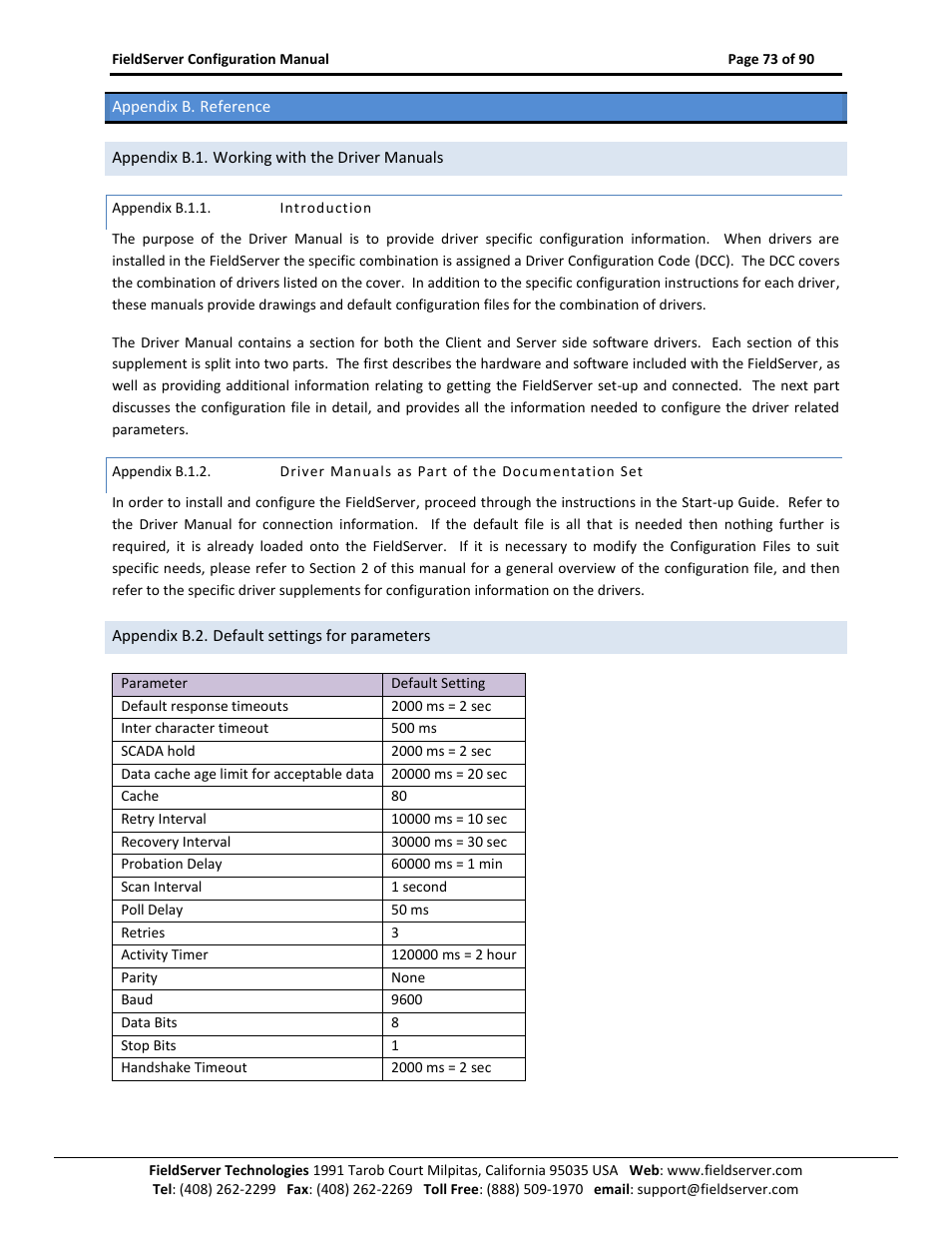 Appendix b. reference, Appendix b.1. working with the driver manuals, Appendix b.1.1 | Introduction, Appendix b.1.2, Driver manuals as part of the documentation set, Appendix b.2. default settings for parameters | ProSoft Technology PS-QS-1x10-0781 User Manual | Page 73 / 90